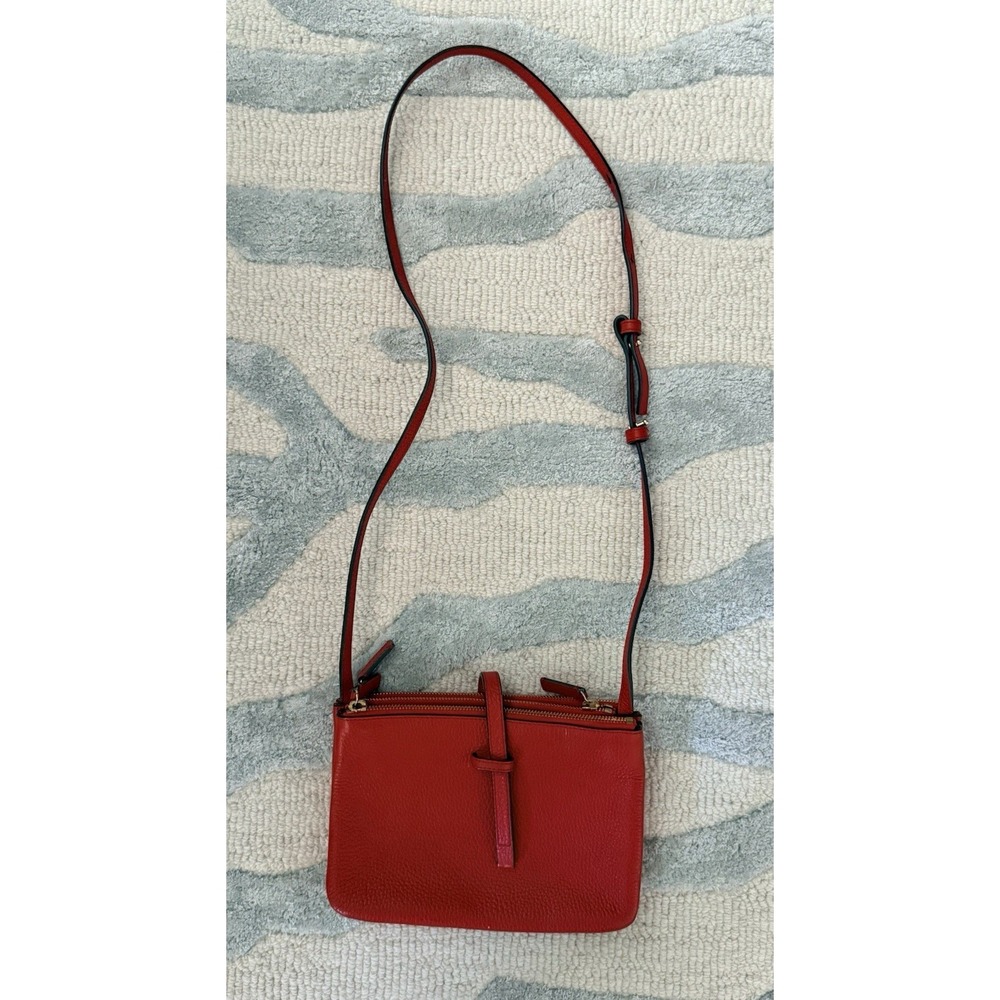 Annabel Ingall Leather Jojo Trio Crossbody Bag Red $350